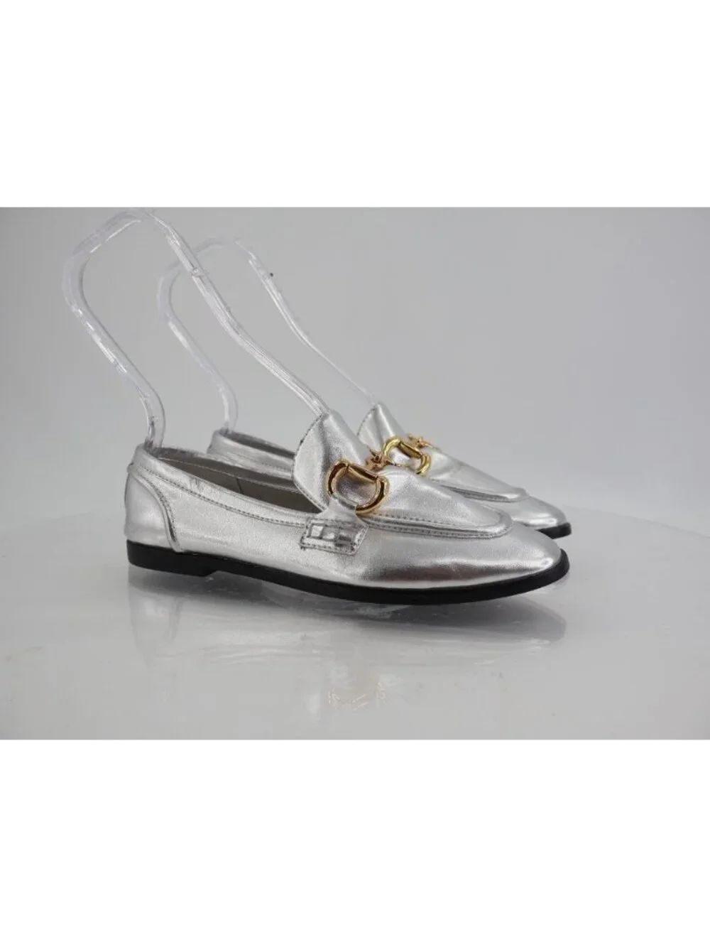 Jeffrey Campbell Womens Addie Bit Loafers Slip On Silver Gold Faux Leather 6